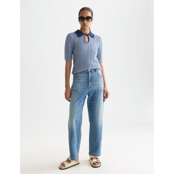 T-Shirt Pointelle Collared Knitted - Infinity Melange