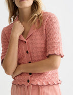 Cardigan Pointelle Short Sleeve - Canyon Clay