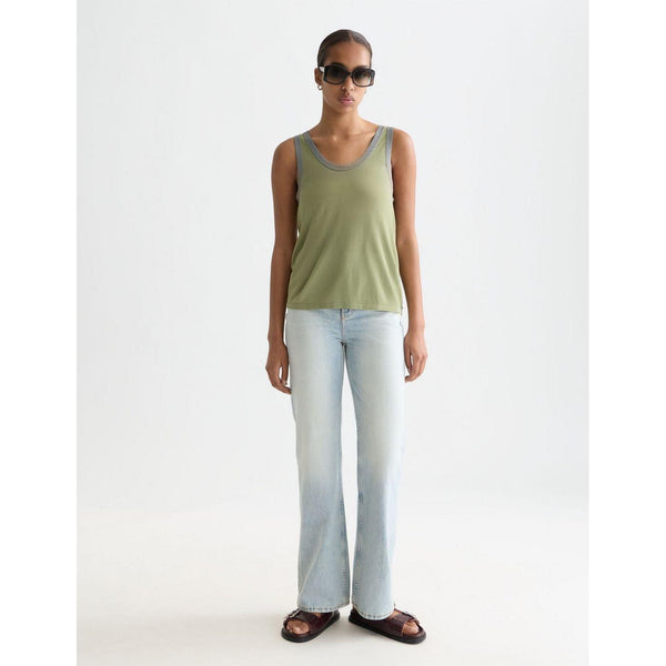 Gilet Stripe Trim Relaxed Knitted - Oil Green