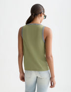 Gilet Stripe Trim Relaxed Knitted - Oil Green