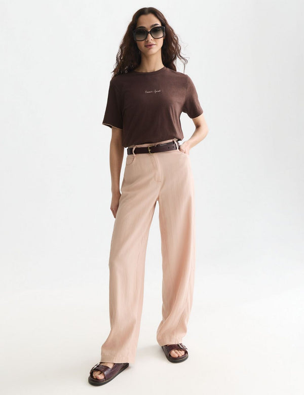 T-shirt Embroidered Slub Regular-Fit - Hot Fudge