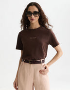 T-shirt Embroidered Slub Regular-Fit - Hot Fudge