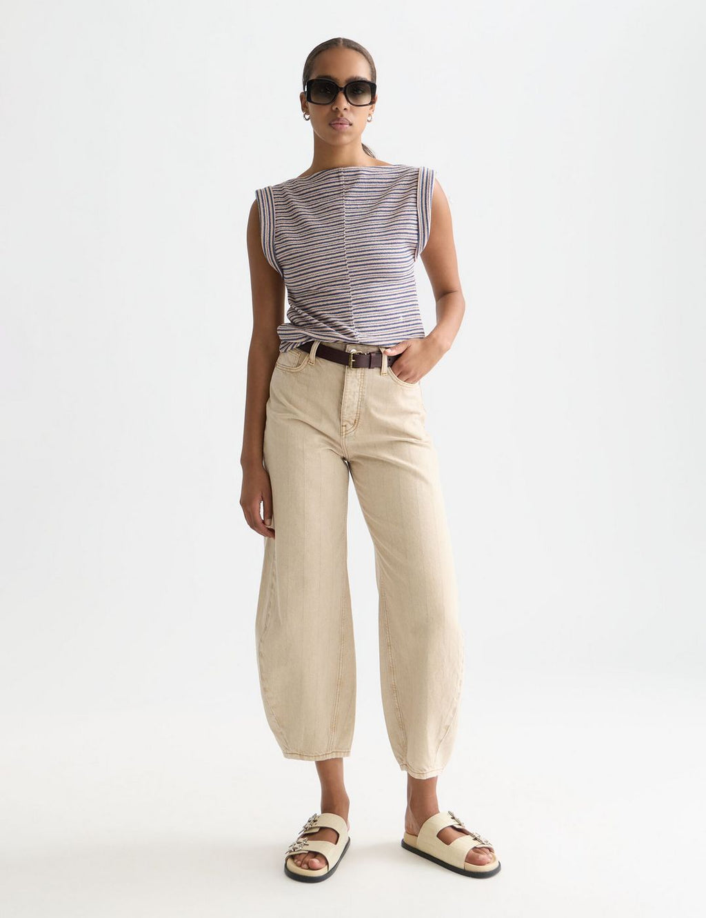 T-shirt Striped With Rolled Up Sleeve - Rose Dust Stripe