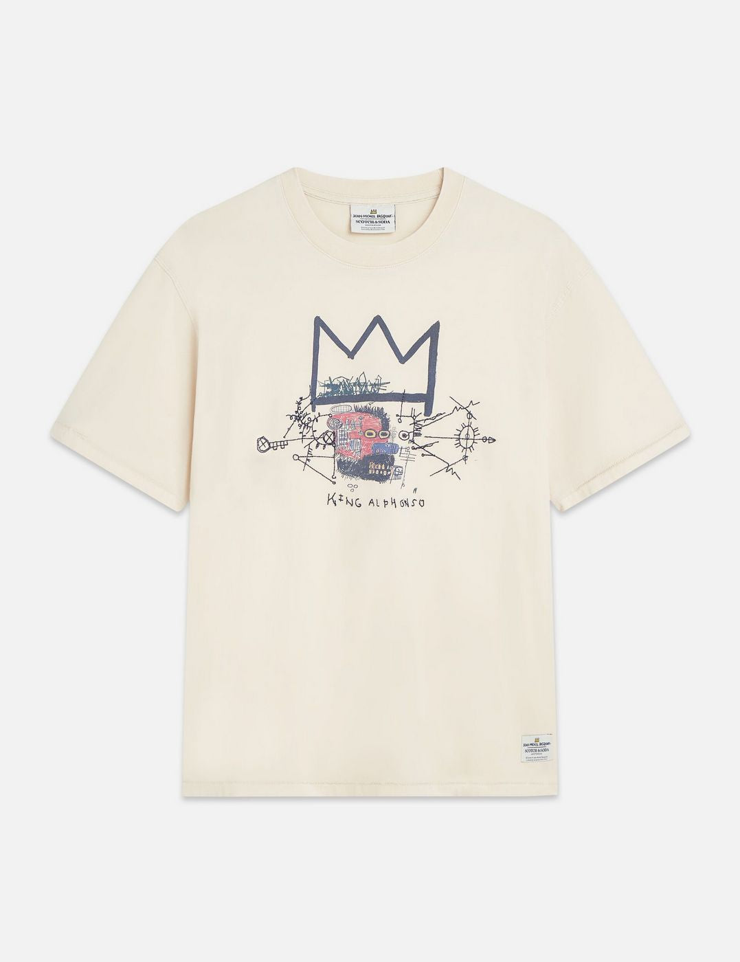 T-Shirt Basquiat Washed Artwork - Eggnog