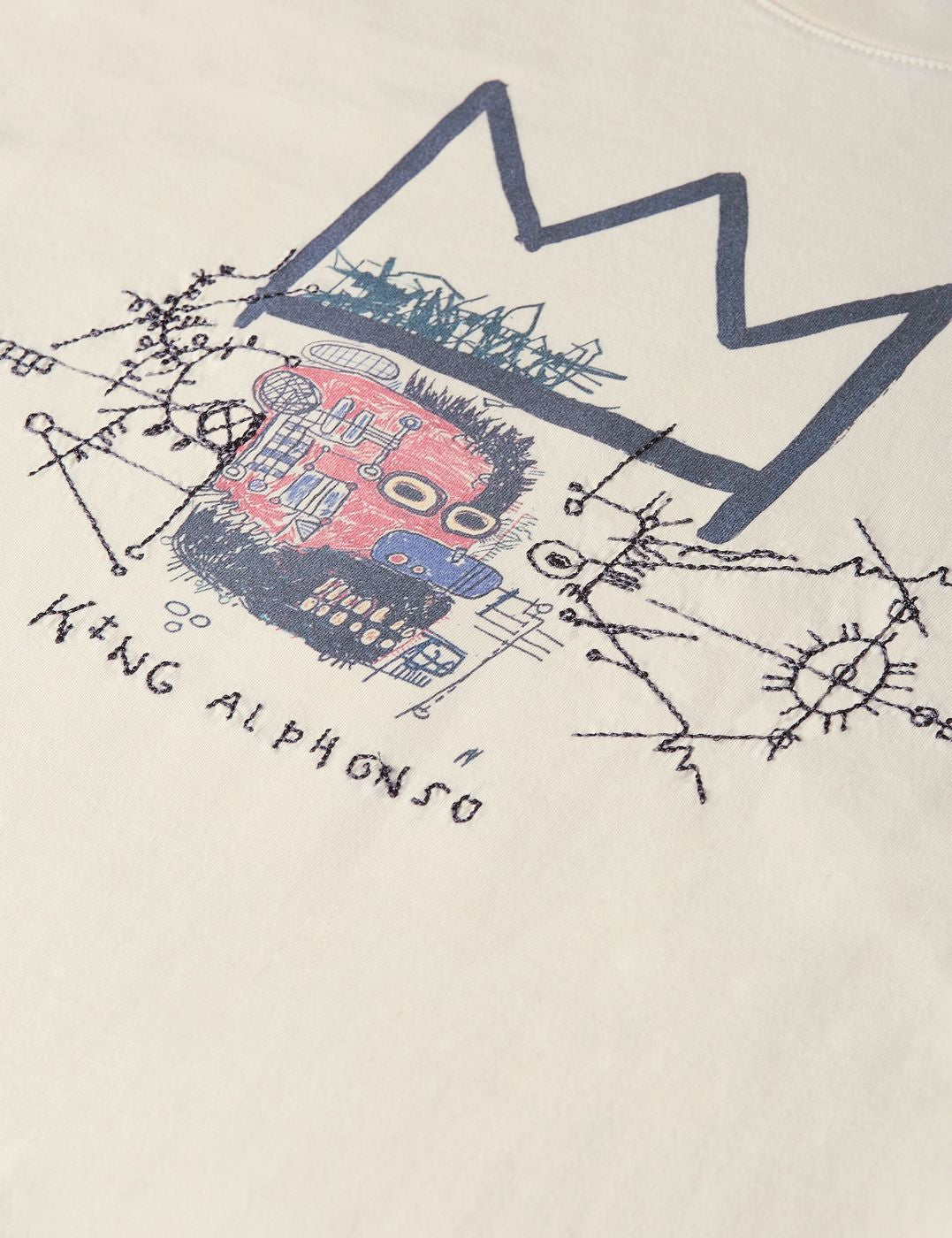 T-Shirt Basquiat Washed Artwork - Eggnog