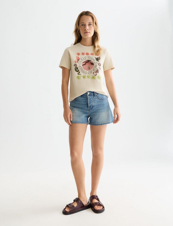 T-shirt Embroidered Artwork Regular-Fit - Fog