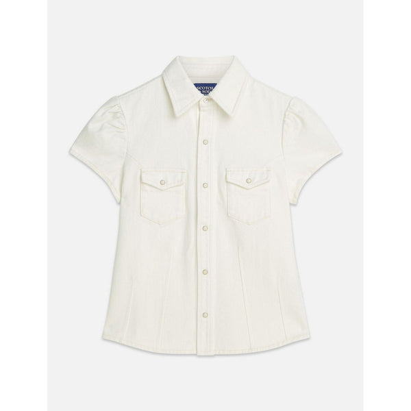Chemise Cap Sleeve Fitted Denim - Stardust White