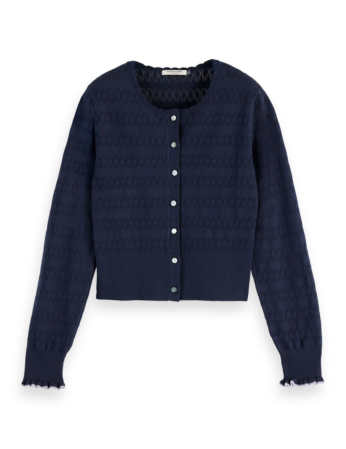 Cardigan van Pointelle-breisel - Sky Captain