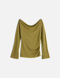 T-shirt Drapey Modal Long Sleeve - Green Moss