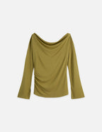 T-shirt Drapey Modal Long Sleeve - Green Moss