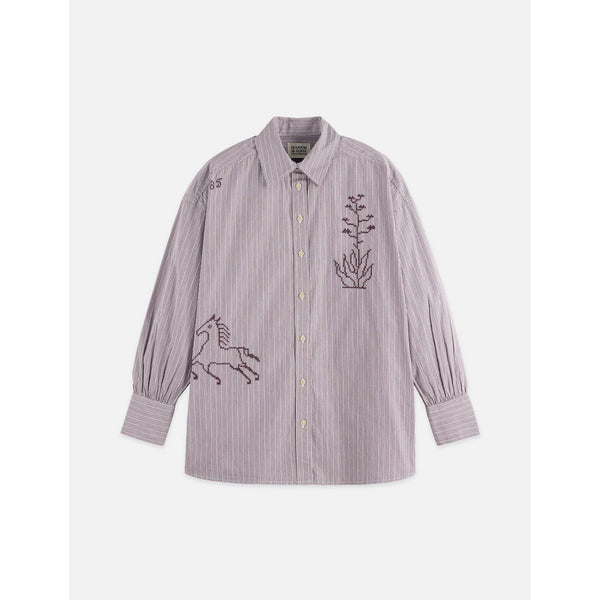 Chemise Embroidery Girlfriend - Fig Stripe