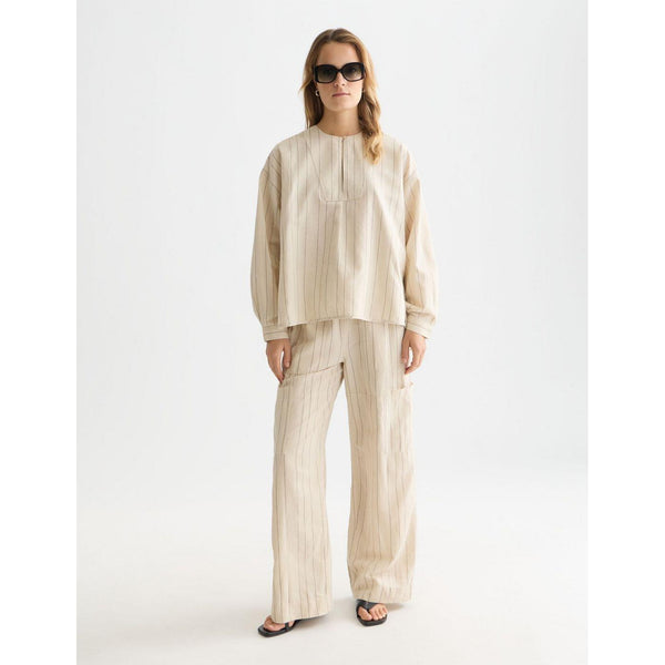 Chemise Cotton Linen Bib - Fog Stripe
