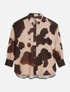 Chemise Linen Blend Printed - Painterly Animal Eggnog