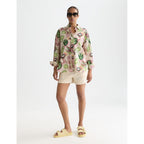Linen Blend Printed Shirt - Desert Floral Canyon Clay