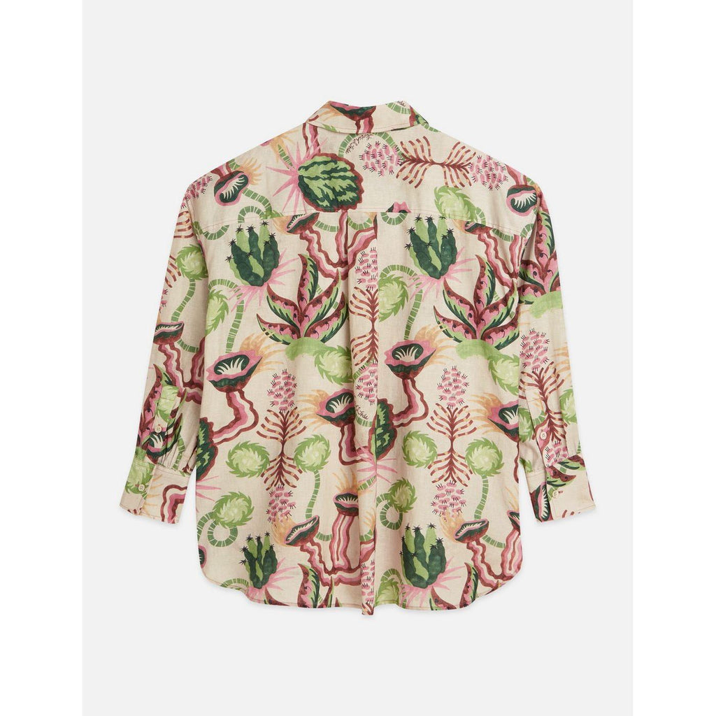Linen Blend Printed Shirt - Desert Floral Canyon Clay