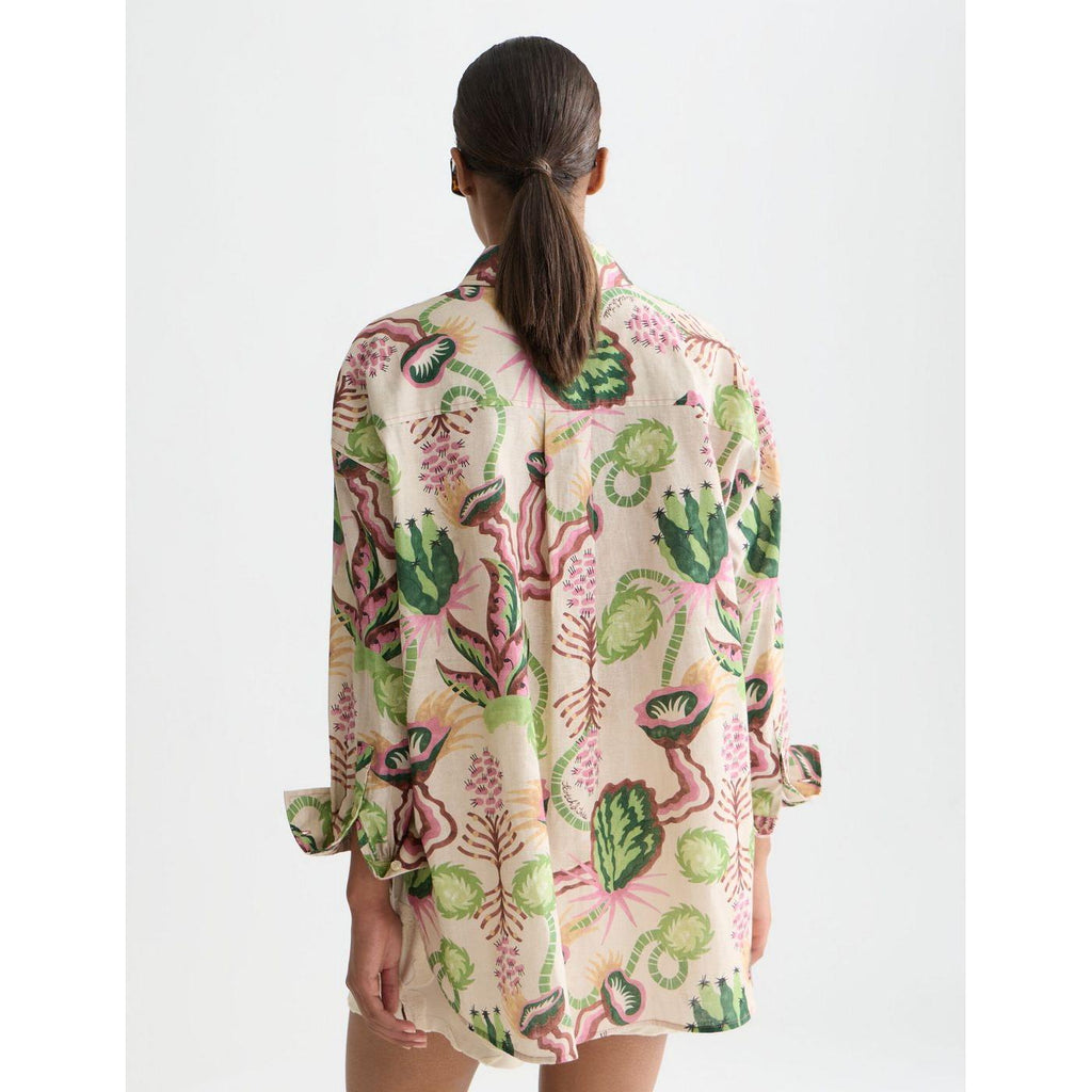 Linen Blend Printed Shirt - Desert Floral Canyon Clay
