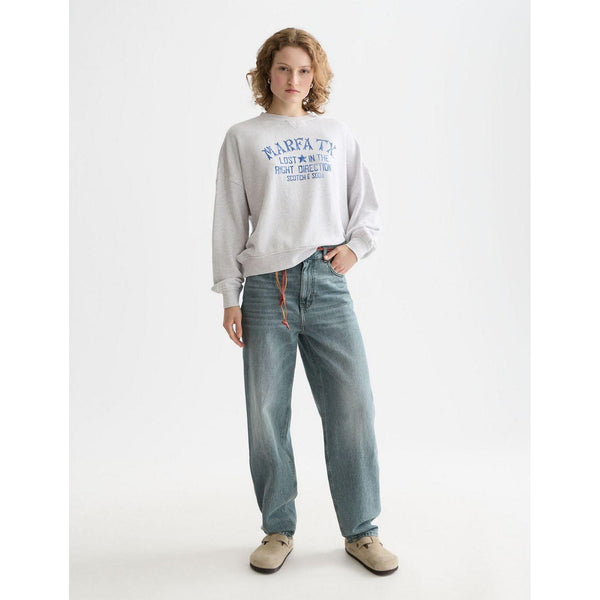 Sweat Denim Graphic Oversized Fit - Grey Melange