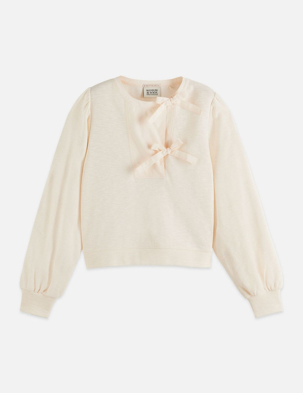 Sweat Open Neck With Woven Front Placket - Eggnog
