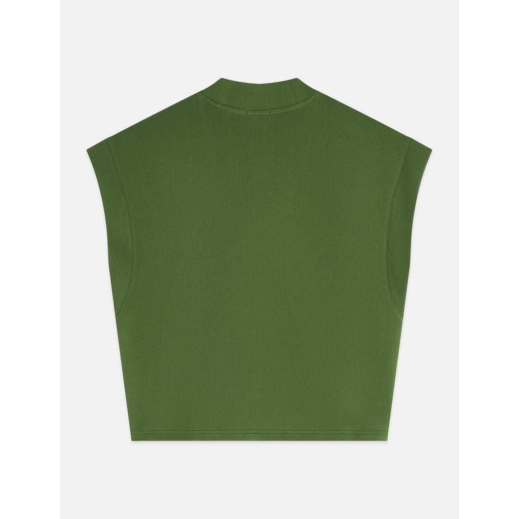Sweat Tencel V-Neck Shortsleeved - Garden Green