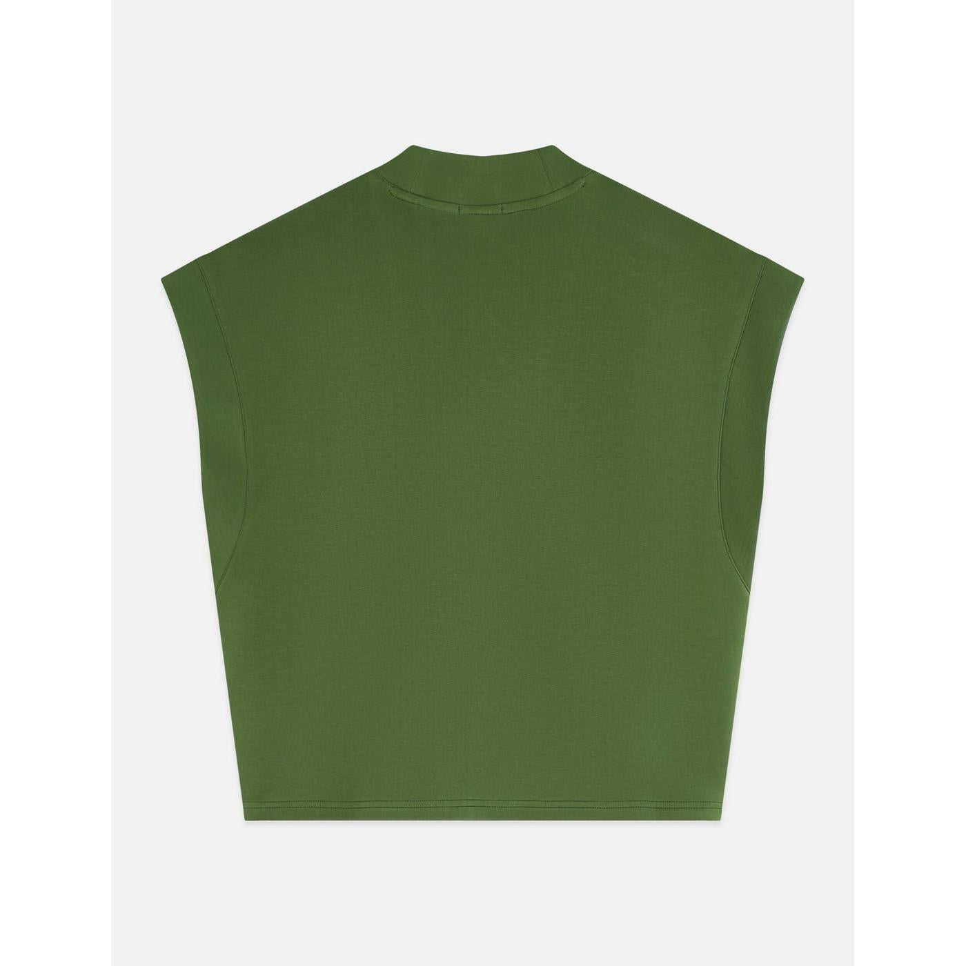 Sweat Tencel V-Neck Shortsleeved - Garden Green