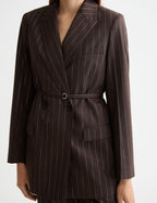 Gestreepte double-breasted blazer met lurex - Chocolate Plum