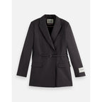 Core Double Breasted Wool Boyfriend Blazer With Belt - Charcoal Melange