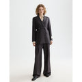 Core Double Breasted Wool Boyfriend Blazer With Belt - Charcoal Melange