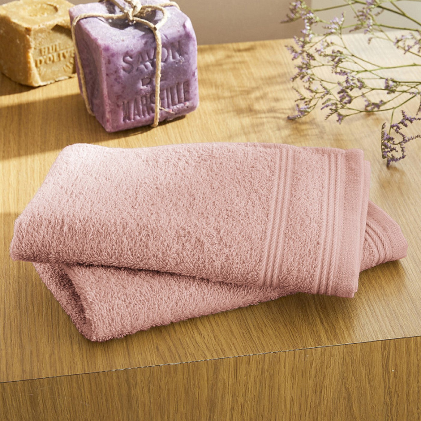 Serviettes Invité "Spa" - 100% Coton - Blush