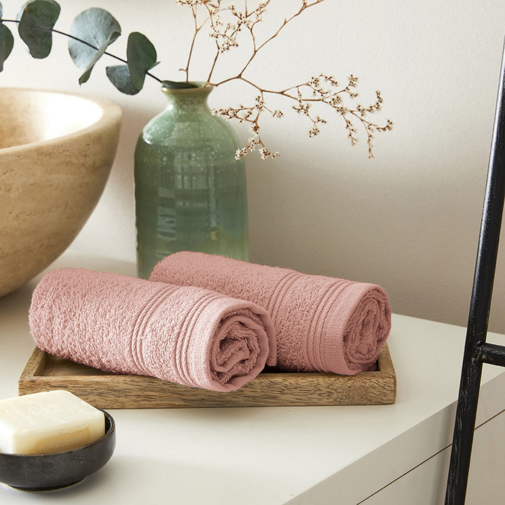 Serviettes Invité "Spa" - 100% Coton - Blush