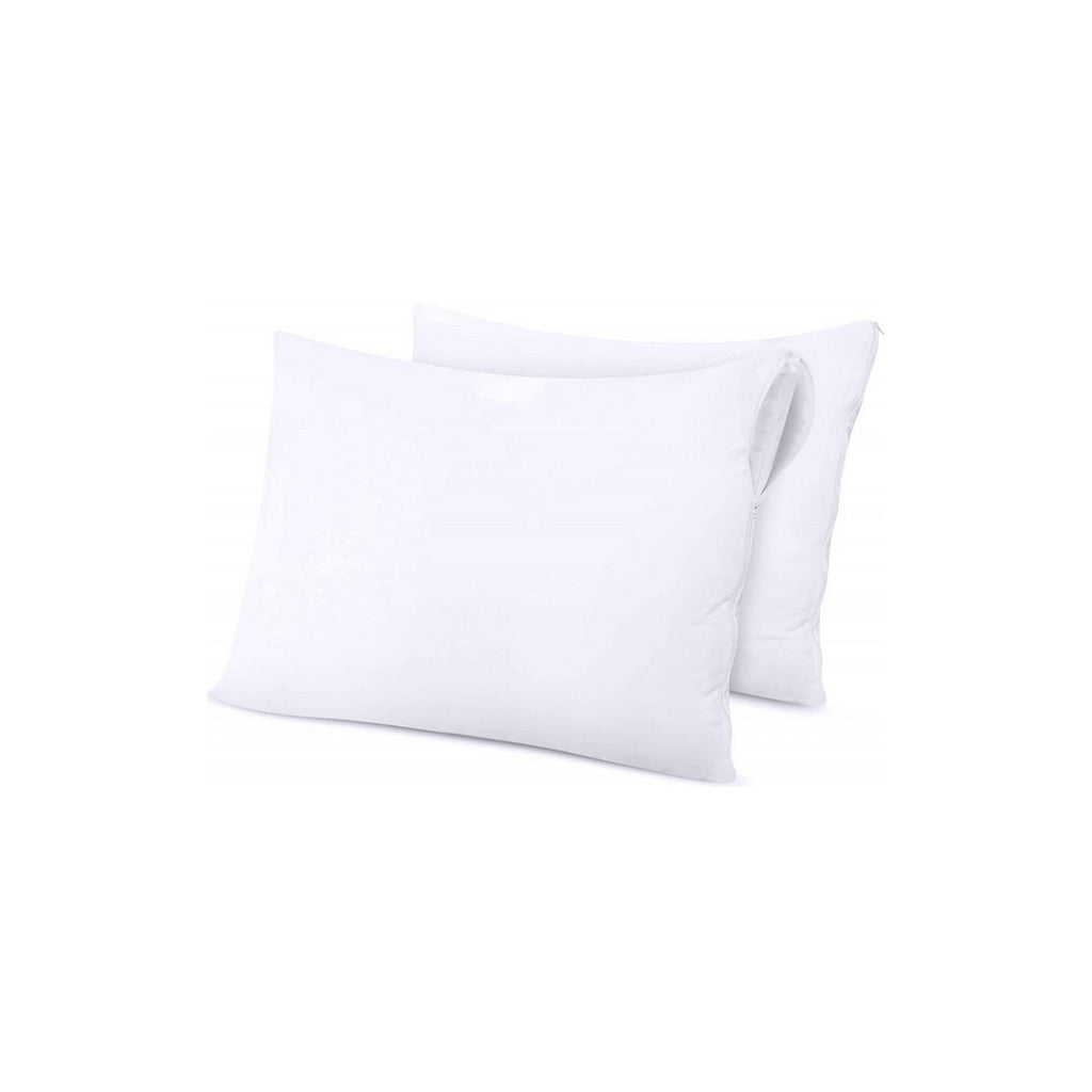 Juego de 2 protectores de almohada - Esponja antiácaros impermeable - Blanco