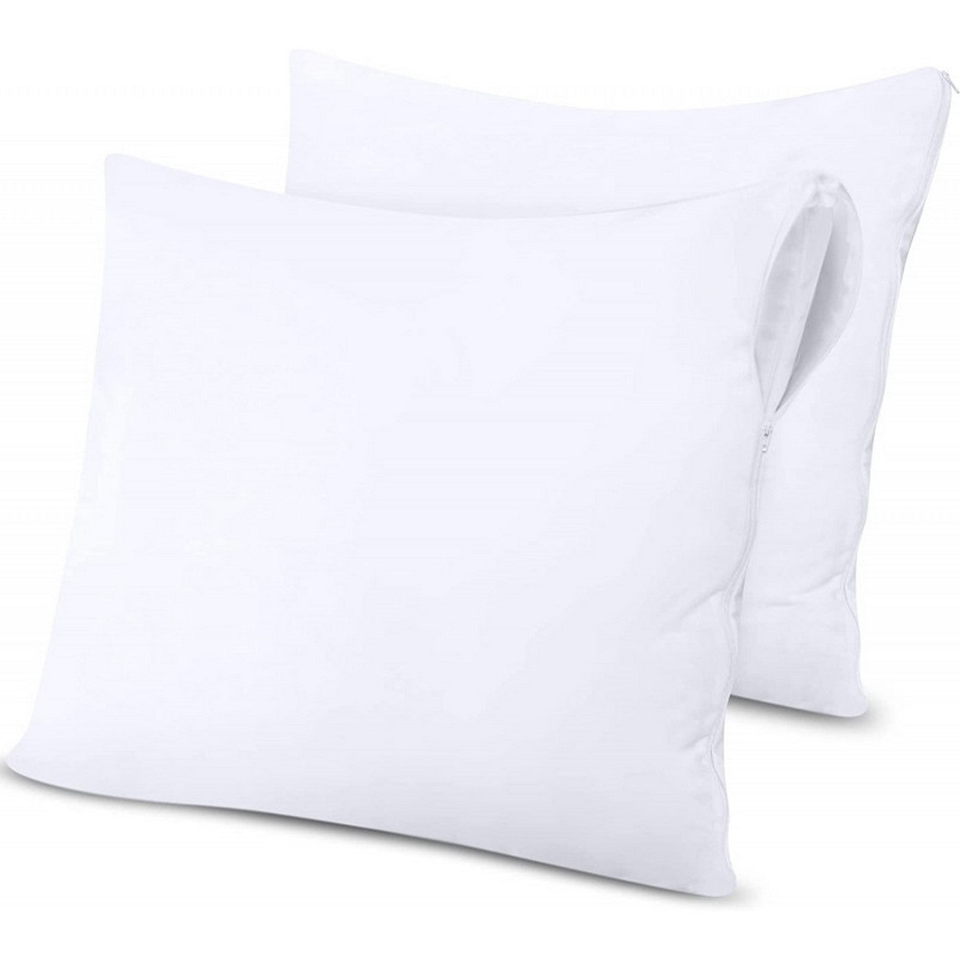 Juego de 2 protectores de almohada - Esponja antiácaros impermeable - Blanco