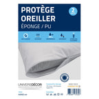 Juego de 2 protectores de almohada - Esponja antiácaros impermeable - Blanco