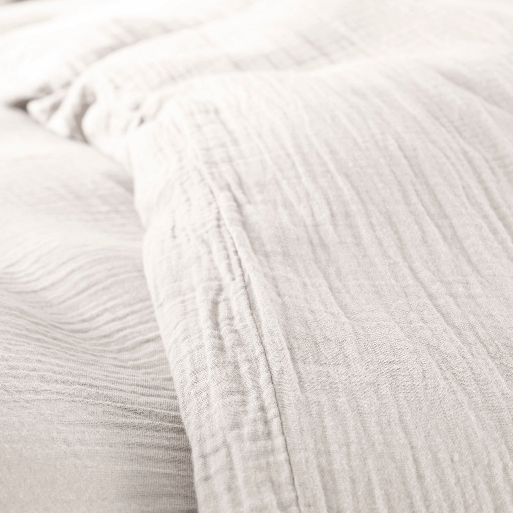 Parure De Couette (Housse + Taies D'Oreiller) - 100% Gaze De Coton - Neige