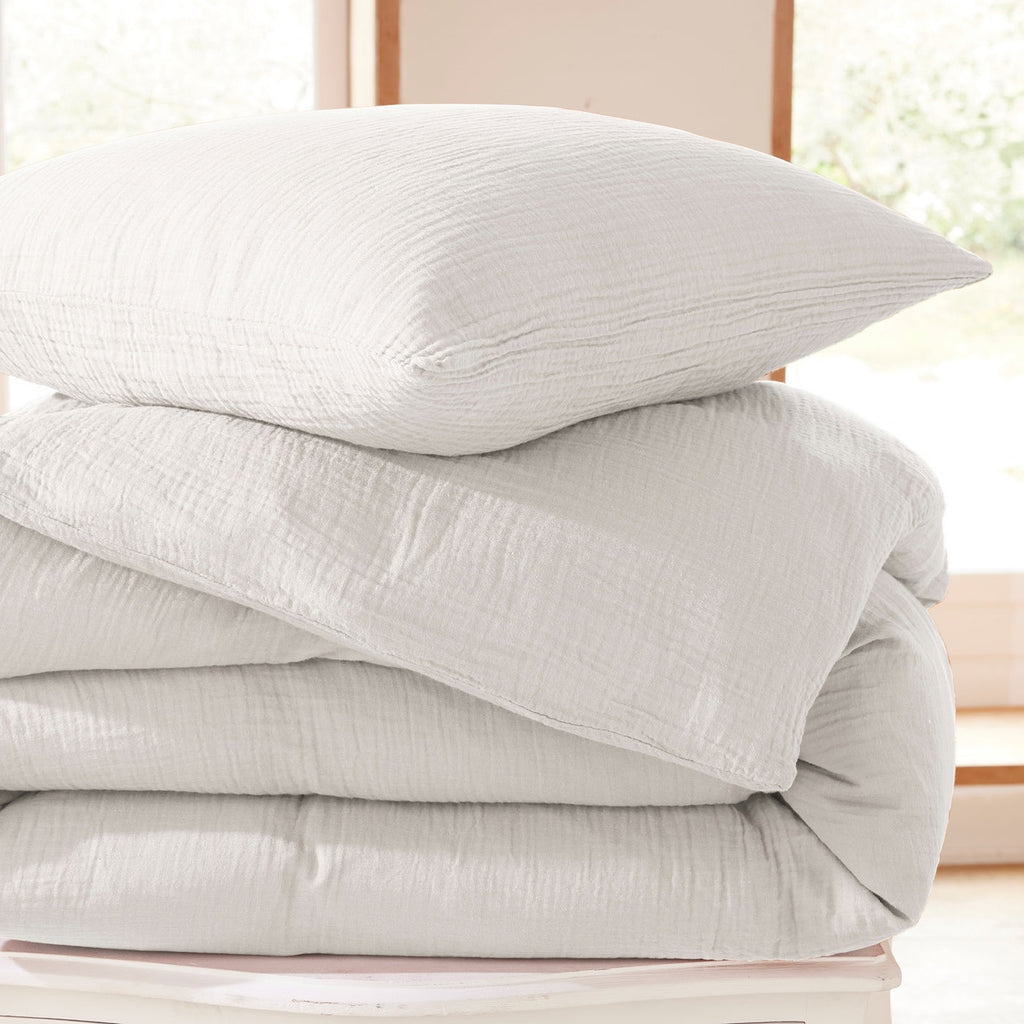 Duvet Set (Cover + Pillowcases) - 100% Cotton Gauze - Snow