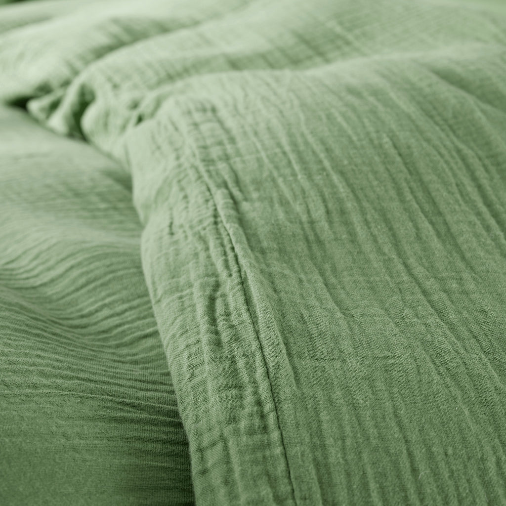 Parure De Couette (Housse + Taies D'Oreiller) - 100% Gaze De Coton - Olive