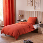 Parure De Couette (Housse + Taies D'Oreiller) - 100% Gaze De Coton - Orange