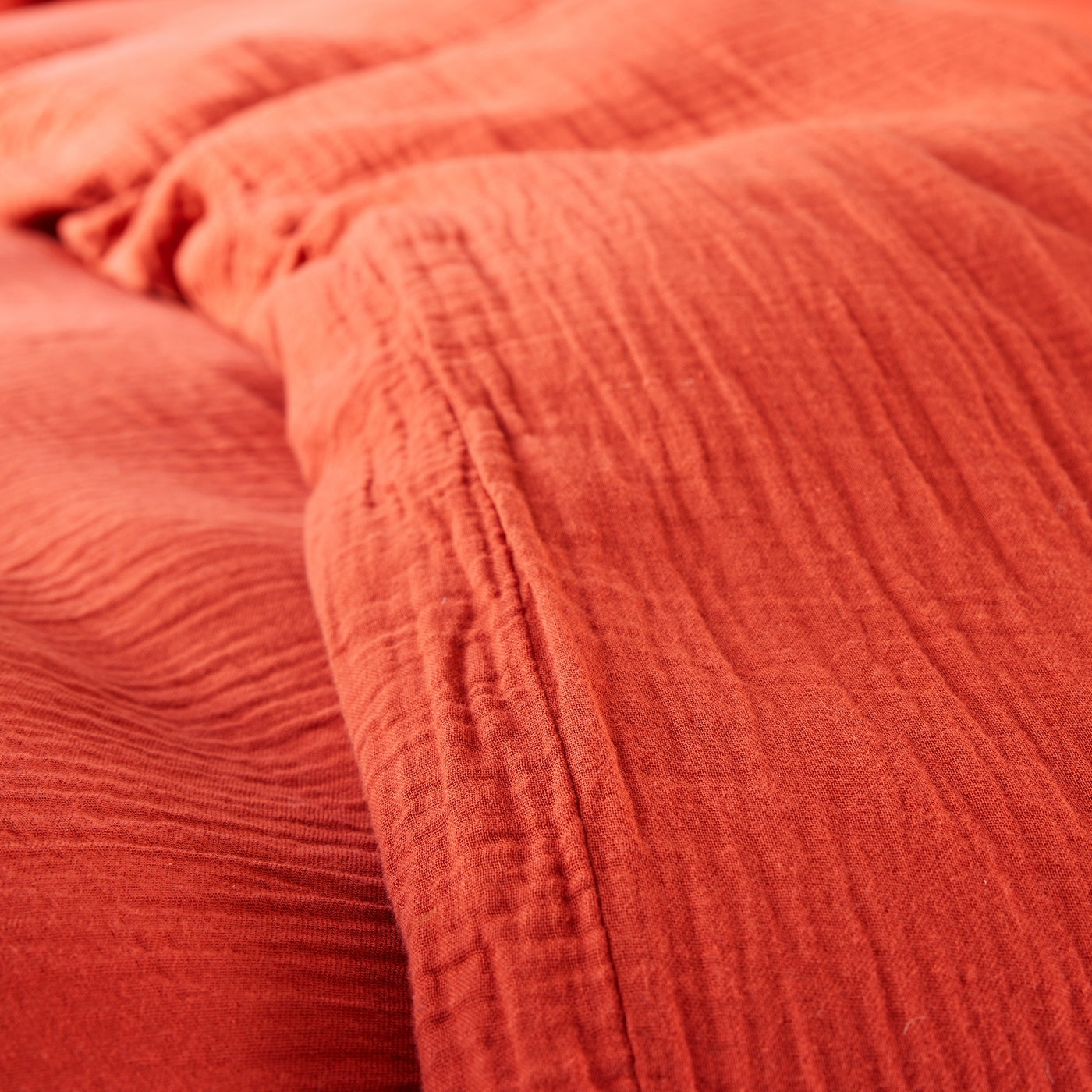 Parure De Couette (Housse + Taies D'Oreiller) - 100% Gaze De Coton - Orange