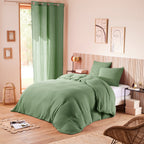 Parure De Couette (Housse + Taies D'Oreiller) - 100% Gaze De Coton - Olive