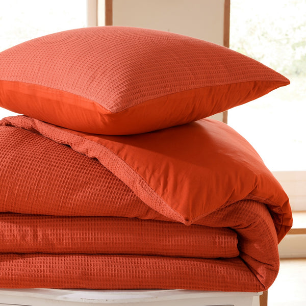 Duvet Set (Cover + Pillowcases) - Honeycomb - Terracotta