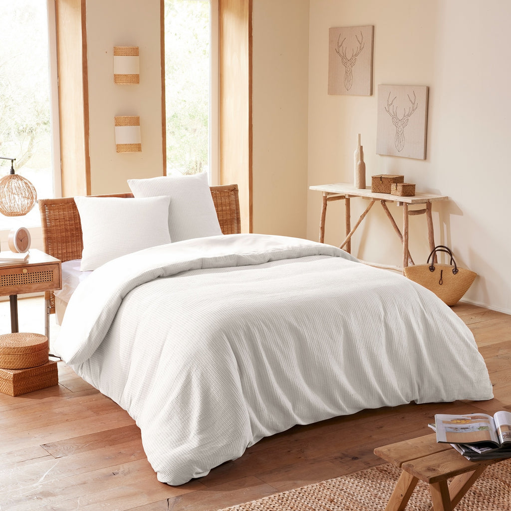Duvet Set (Cover + Pillowcases) - Honeycomb - Snow