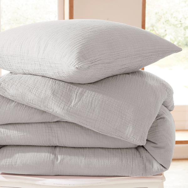 Pack Completo (Funda Nórdica + Funda(s) de Almohada + Sábana Bajera) - Gasa de Algodón - Perla