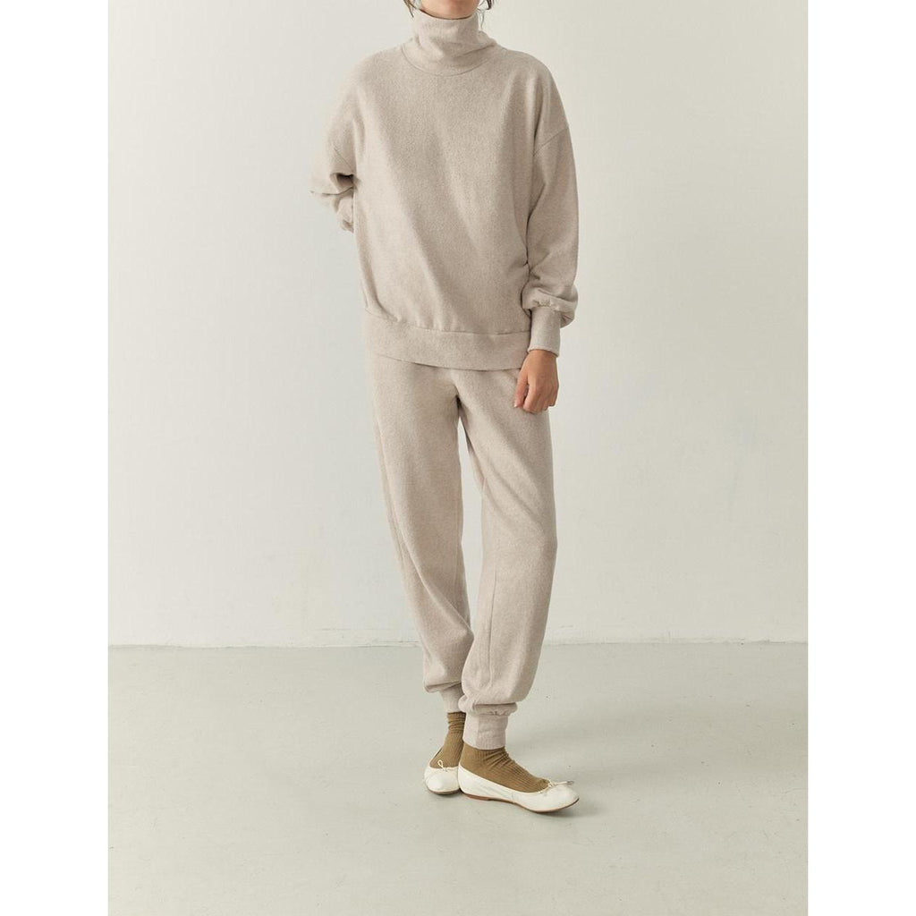 Pantalón de Chándal Recto - Beige Jaspeado - Mujer