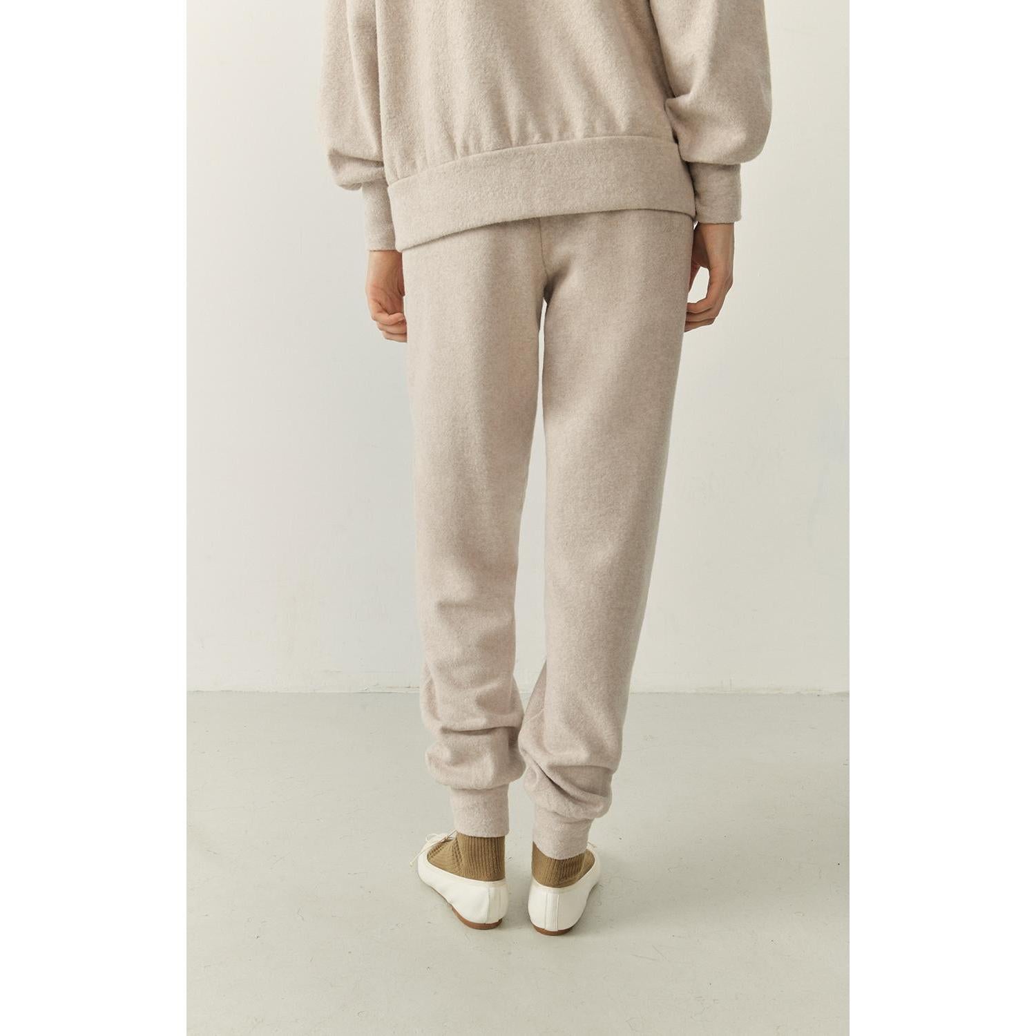 Pantalón de Chándal Recto - Beige Jaspeado - Mujer