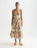 Robe Cotton Seersucker Keyhole Halter Midi - Desert Floral Canyon Clay