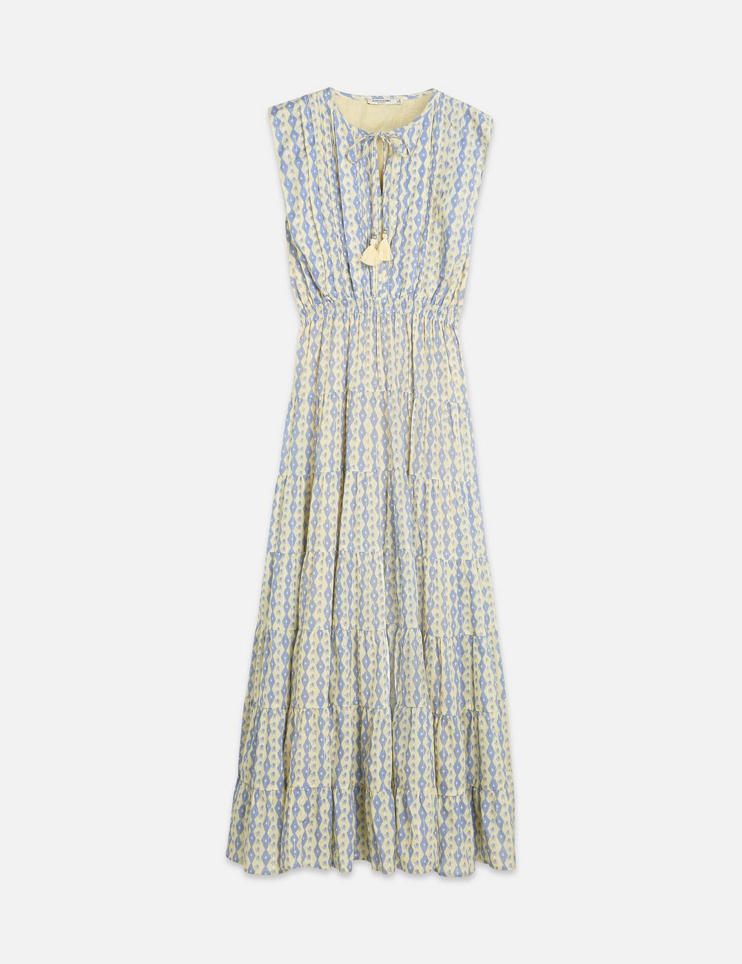 Robe Printed Tiered Maxi - Cactus Stripe Placed Raffia