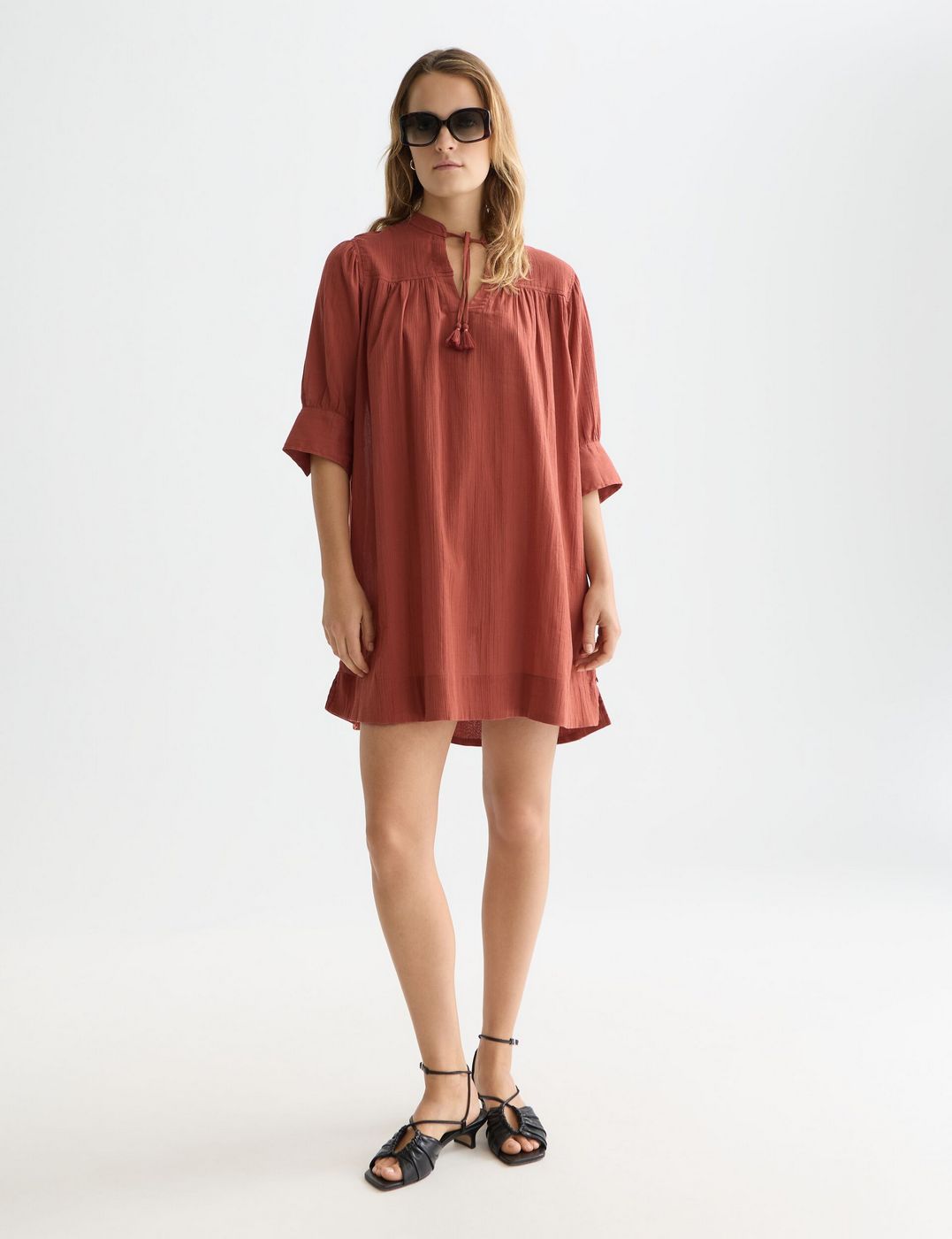 Robe Mini Gathered Sleeve - Burnt Henna