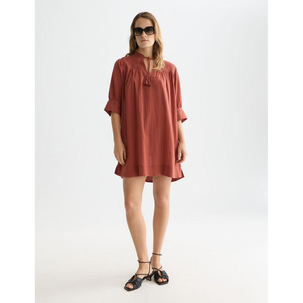 Robe Mini Gathered Sleeve - Burnt Henna