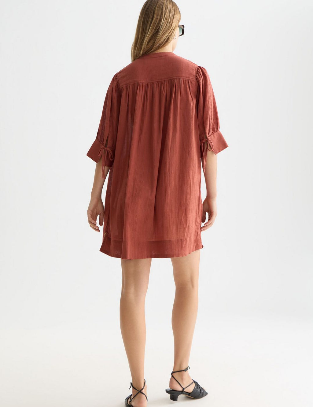 Robe Mini Gathered Sleeve - Burnt Henna