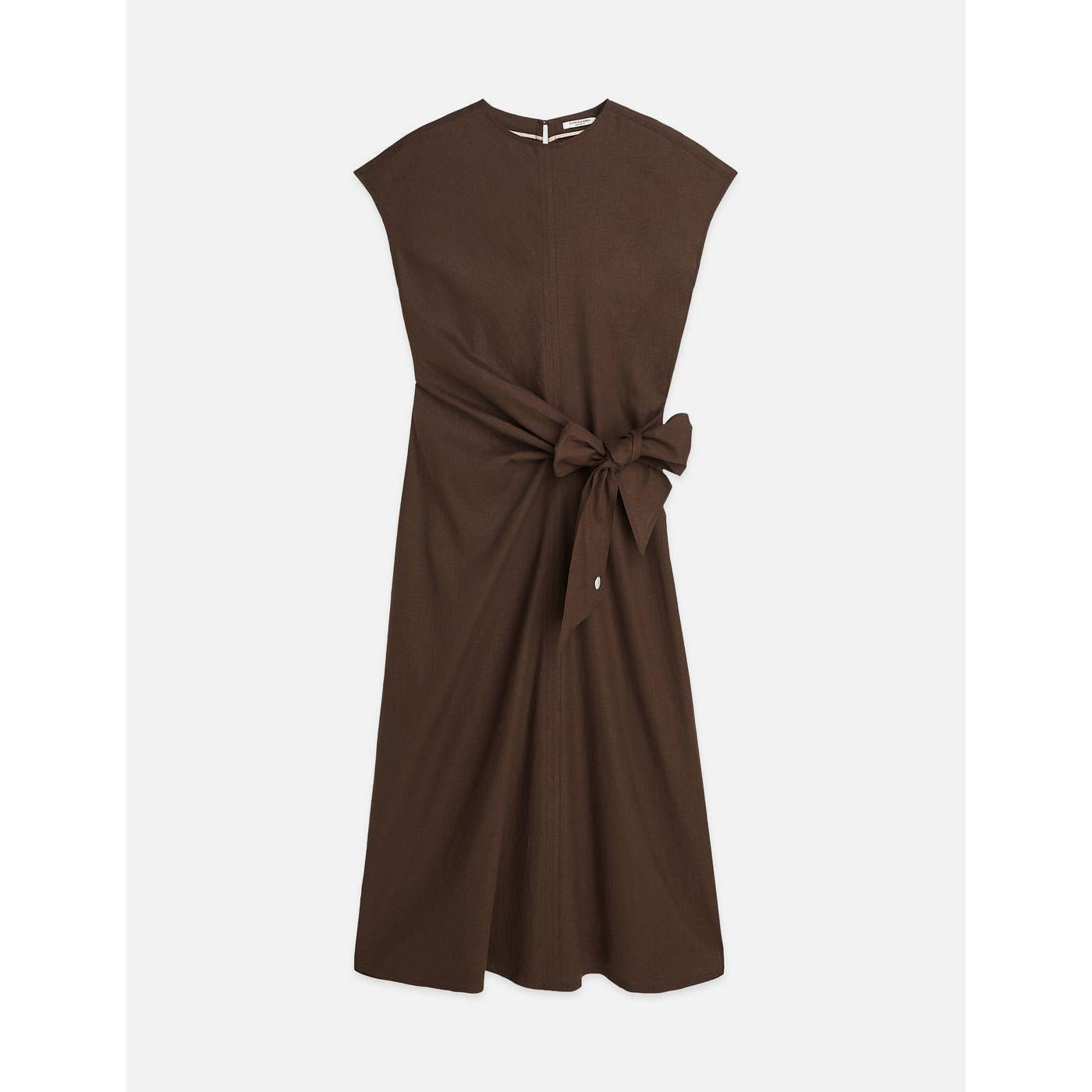 Robe Relaxed Linen Blend Ankle Length Tie - Hot Fudge