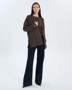 Long taupe open cardigan 1
